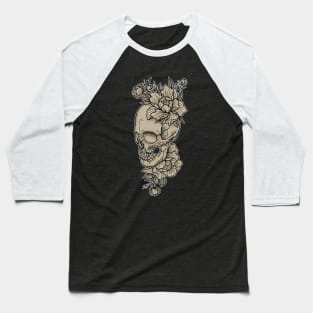 Skull and Peony Flowers Color Variant Baseball T-Shirt